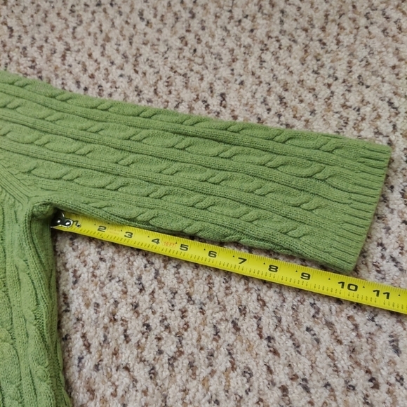Loft Sweater Womens XL Green Rabbit Hair Cable Knit Designer Preppy 3/4 Sleeve - Picture 4 of 9